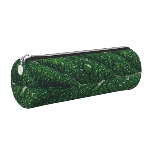 WQUVMDS Federmäppchen mit grünem Blättermuster, dreieckiger Reißverschluss, Stifteetui, Kosmetiktasche, Schreibwaren-Tasche, silber, Einheitsgröße, Taschen-Organizer von WQUVMDS