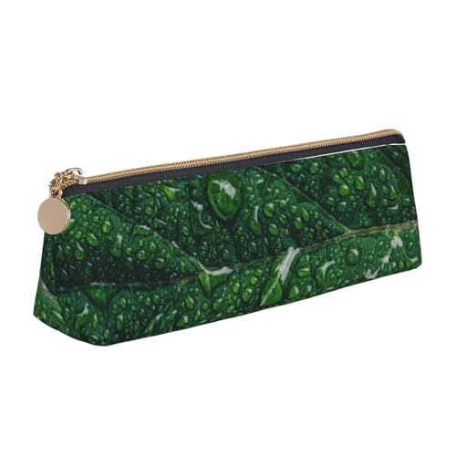 WQUVMDS Federmäppchen mit grünem Blättermuster, dreieckiger Reißverschluss, Stifteetui, Kosmetiktasche, Schreibwaren-Tasche WQUVMDS Federmäppchen mit grünem Blättermuster, dreieckiger Reißverschluss, Stifteetui, Kosmetiktasche, Schreibwaren-Tasche von WQUVMDS