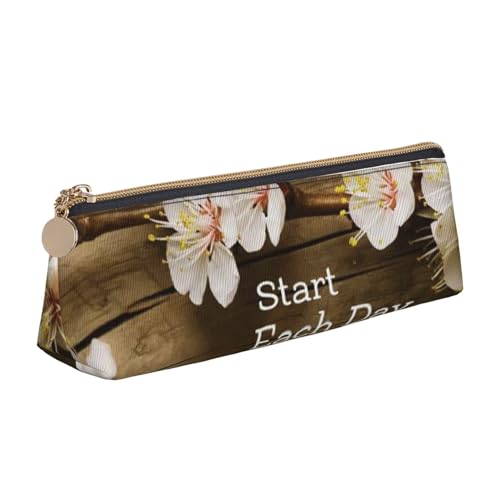 WQUVMDS Federmäppchen mit inspirierenden Zitaten aus Leder, dreieckig, Reißverschluss, Stiftetasche, Kosmetiktasche, Schreibwaren-Tasche von WQUVMDS