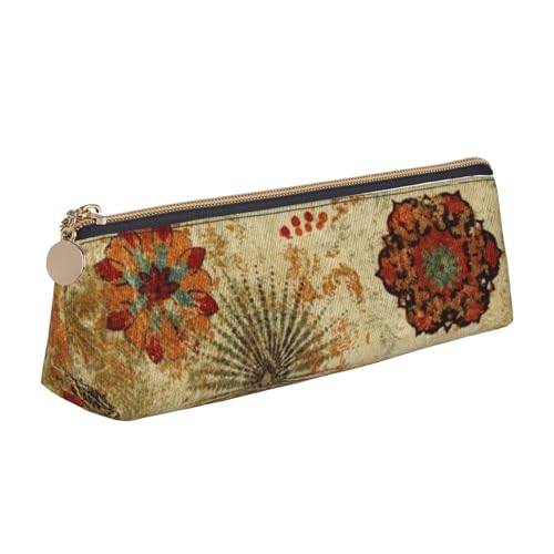 WQUVMDS Medallion Federmäppchen aus Leder, mit dreieckigem Reißverschluss, Kosmetiktasche, Schreibwaren-Tasche von WQUVMDS