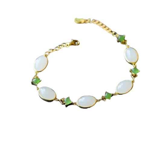 WQWAN Jade Armband Damen - Weiß - Hetian Jade - Antiken Stil - Super Fee - Einfach von WQWAN