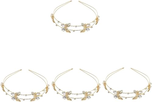 Stirnbänder Strass Diamant Accessoire, Kristall Stirnband Schmuck, Stirnband Damen Stirnbänder Hochzeit Haarteile für Bräute Prinzessin Hair Hoop Kristall Hochzeit (Color : Goldenx4pcs) von WRAFER