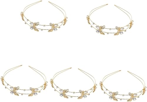 Stirnbänder Strass Diamant Accessoire, Kristall Stirnband Schmuck, Stirnband Damen Stirnbänder Hochzeit Haarteile für Bräute Prinzessin Hair Hoop Kristall Hochzeit (Color : Goldenx5pcs) von WRAFER