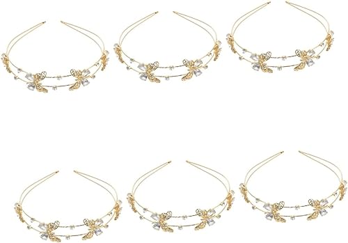 Stirnbänder Strass Diamant Accessoire, Kristall Stirnband Schmuck, Stirnband Damen Stirnbänder Hochzeit Haarteile für Bräute Prinzessin Hair Hoop Kristall Hochzeit (Color : Goldenx6pcs) von WRAFER