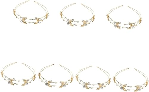 Stirnbänder Strass Diamant Accessoire, Kristall Stirnband Schmuck, Stirnband Damen Stirnbänder Hochzeit Haarteile für Bräute Prinzessin Hair Hoop Kristall Hochzeit (Color : Goldenx7pcs) von WRAFER