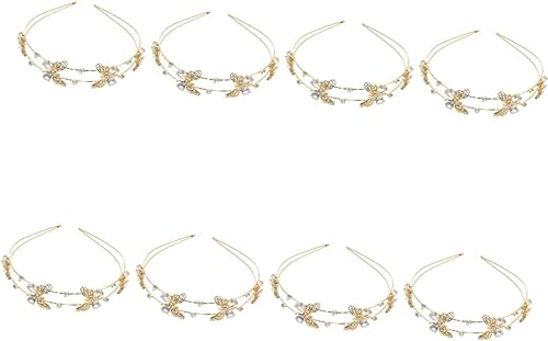 Stirnbänder Strass Diamant Accessoire, Kristall Stirnband Schmuck, Stirnband Damen Stirnbänder Hochzeit Haarteile für Bräute Prinzessin Hair Hoop Kristall Hochzeit (Color : Goldenx8pcs) von WRAFER