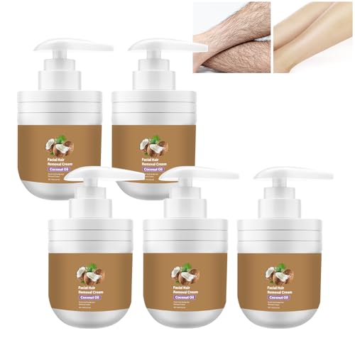 Kokosöl-Gesichtshaarentfernungscreme, Rozino Gesichtshaarentfernungscreme, Sanfte Gesichtshaarentfernung Für Glatte Haut, Geeignet Für Männer Und Frauen, Oberlippe Und Kinn, 100 G (5pcs) von WRANBAO