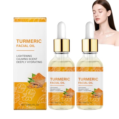 Kurkumaöl-Gesichtsserum, Straffendes Kurkuma-Hautöl, Vitamin-Illuminating-Serum, Spendet Feuchtigkeit Und Lässt Die Haut Erstrahlen, Anti-Aging-Gesichtsseren Für Frauen Und Männer (2pcs) von WRANBAO