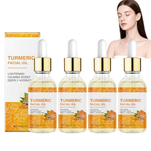 Kurkumaöl-Gesichtsserum, Straffendes Kurkuma-Hautöl, Vitamin-Illuminating-Serum, Spendet Feuchtigkeit Und Lässt Die Haut Erstrahlen, Anti-Aging-Gesichtsseren Für Frauen Und Männer (4pcs) von WRANBAO