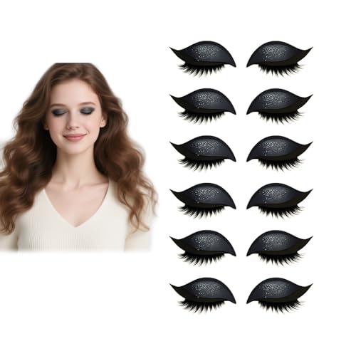 Lazy Eye Shadow Wimpernpflaster, Bunte Wimpern-Make-up-Aufkleber Mit Falschen Wimpern, Schatten Und Eyeliner, Wiederverwendbarer Lidschatten, Make-up-Schablonen-Aufkleber Für Augenformen (Black 6pcs) Lazy Eye Shadow Wimpernpflaster, Bunte Wimpern-Make-up-Aufkleber Mit Falschen Wimpern, Schatten Und Eyeliner, Wiederverwendbarer Lidschatten, Make-up-Schablonen-Aufkleber Für Augenformen (Black 6pcs) von WRANBAO