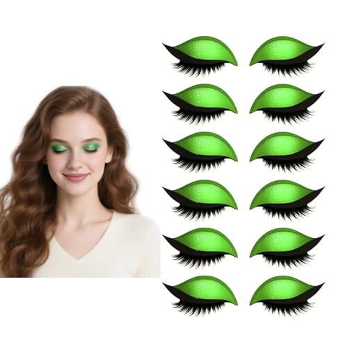Lazy Eye Shadow Wimpernpflaster, Bunte Wimpern-Make-up-Aufkleber Mit Falschen Wimpern, Schatten Und Eyeliner, Wiederverwendbarer Lidschatten, Make-up-Schablonen-Aufkleber Für Augenformen (Green 6pcs) Lazy Eye Shadow Wimpernpflaster, Bunte Wimpern-Make-up-Aufkleber Mit Falschen Wimpern, Schatten Und Eyeliner, Wiederverwendbarer Lidschatten, Make-up-Schablonen-Aufkleber Für Augenformen (Green 6pcs) von WRANBAO