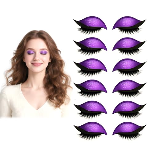 Lazy Eye Shadow Wimpernpflaster, Bunte Wimpern-Make-up-Aufkleber Mit Falschen Wimpern, Schatten Und Eyeliner, Wiederverwendbarer Lidschatten, Make-up-Schablonen-Aufkleber Für Augenformen (Purple 6pcs) Lazy Eye Shadow Wimpernpflaster, Bunte Wimpern-Make-up-Aufkleber Mit Falschen Wimpern, Schatten Und Eyeliner, Wiederverwendbarer Lidschatten, Make-up-Schablonen-Aufkleber Für Augenformen (Purple 6pcs) von WRANBAO