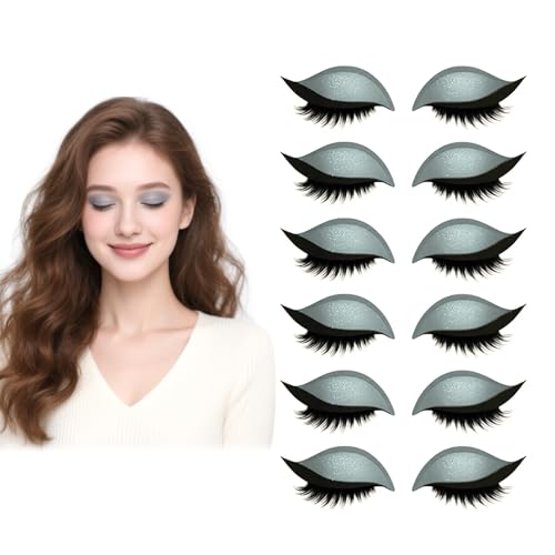 Lazy Eye Shadow Wimpernpflaster, Bunte Wimpern-Make-up-Aufkleber Mit Falschen Wimpern, Schatten Und Eyeliner, Wiederverwendbarer Lidschatten, Make-up-Schablonen-Aufkleber Für Augenformen (Silver 6pcs) Lazy Eye Shadow Wimpernpflaster, Bunte Wimpern-Make-up-Aufkleber Mit Falschen Wimpern, Schatten Und Eyeliner, Wiederverwendbarer Lidschatten, Make-up-Schablonen-Aufkleber Für Augenformen (Silver 6pcs) von WRANBAO