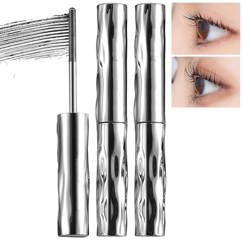 Metal Mascara Wand, Iron Wand Mascaras, 3D Curling Eyelash Iron Mascaras, Steel Pipe Eyelash Primer, Sweat-Proof Waterproof Long-Lasting Eyelashs Irons with No Flaking, Curling Eyelashs (2pcs Blabk) von WRANBAO
