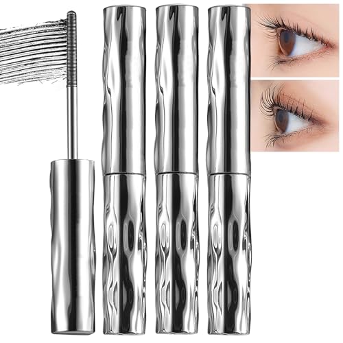 Metal Mascara Wand, Iron Wand Mascaras, 3D Curling Eyelash Iron Mascaras, Steel Pipe Eyelash Primer, Sweat-Proof Waterproof Long-Lasting Eyelashs Irons with No Flaking, Curling Eyelashs (3pcs Blabk) von WRANBAO