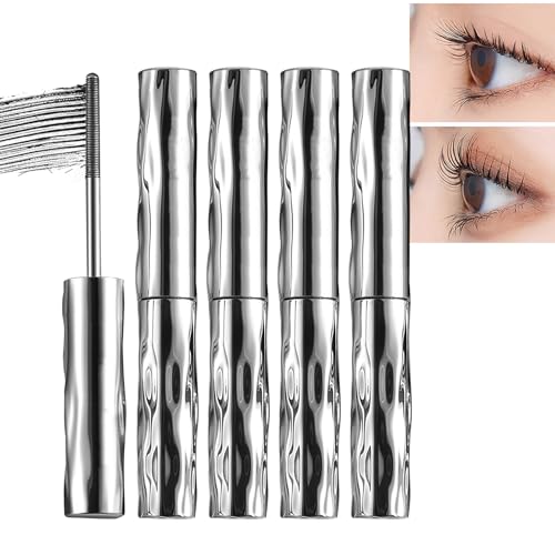 Metal Mascara Wand, Iron Wand Mascaras, 3D Curling Eyelash Iron Mascaras, Steel Pipe Eyelash Primer, Sweat-Proof Waterproof Long-Lasting Eyelashs Irons with No Flaking, Curling Eyelashs (4pcs Blabk) von WRANBAO