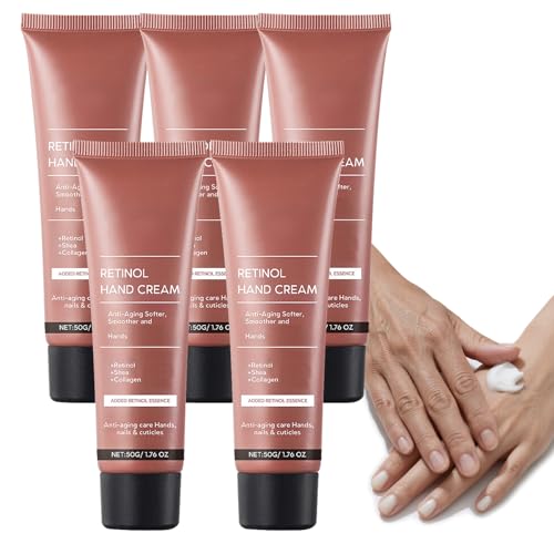Retinol Anti-Aging Handcreme, Straffende Anti-Aging-Handlotion Mit Kollagen, Anti-Falten-Cremes Für Die Hände, Spendet Tiefenwirksam Feuchtigkeit, Fettet Nicht, Geeignet Für Trockene Haut (5pcs) von WRANBAO