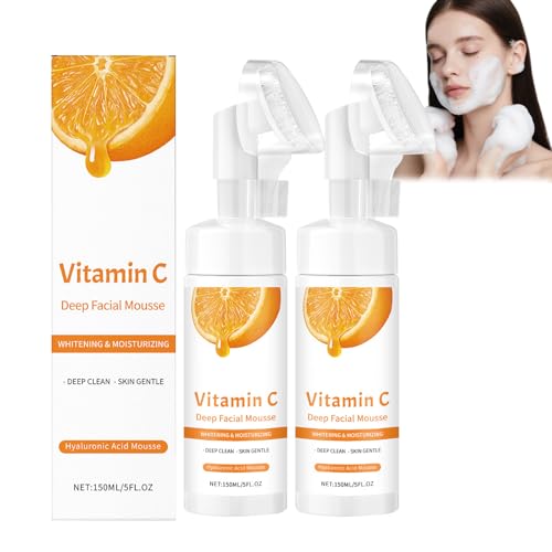 Vitamin C Gesichtsreiniger, VC Mousse Cleanser, Schäumendes Gesichtswaschmousse Mit Silikonbürste, Gesichtswaschmittel Für Damen, Tiefenreinigend, Glättend Für Die Tägliche Gesichtswäsche (2pcs) Vitamin C Gesichtsreiniger, VC Mousse Cleanser, Schäumendes Gesichtswaschmousse Mit Silikonbürste, Gesichtswaschmittel Für Damen, Tiefenreinigend, Glättend Für Die Tägliche Gesichtswäsche (2pcs) von WRANBAO