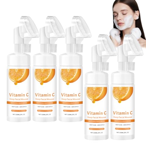 Vitamin C Gesichtsreiniger, VC Mousse Cleanser, Schäumendes Gesichtswaschmousse Mit Silikonbürste, Gesichtswaschmittel Für Damen, Tiefenreinigend, Glättend Für Die Tägliche Gesichtswäsche (5pcs) Vitamin C Gesichtsreiniger, VC Mousse Cleanser, Schäumendes Gesichtswaschmousse Mit Silikonbürste, Gesichtswaschmittel Für Damen, Tiefenreinigend, Glättend Für Die Tägliche Gesichtswäsche (5pcs) von WRANBAO