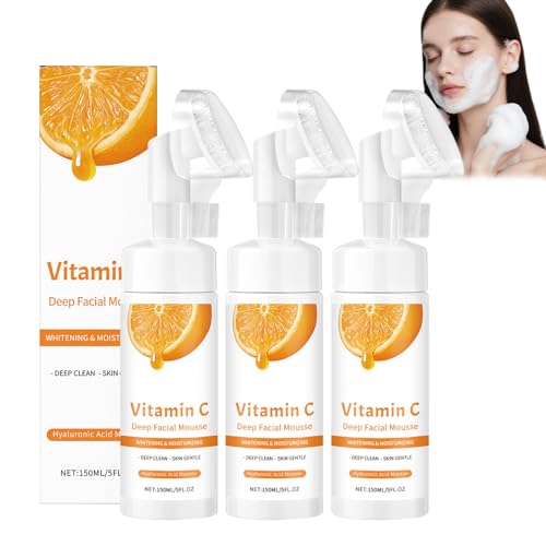 Vitamin C Gesichtsreiniger, VC Mousse Cleanser, Schäumendes Gesichtswaschmousse Mit Silikonbürste, Gesichtswaschmittel Für Damen, Tiefenreinigend, Glättend Für Die Tägliche Gesichtswäsche (3pcs) Vitamin C Gesichtsreiniger, VC Mousse Cleanser, Schäumendes Gesichtswaschmousse Mit Silikonbürste, Gesichtswaschmittel Für Damen, Tiefenreinigend, Glättend Für Die Tägliche Gesichtswäsche (3pcs) von WRANBAO
