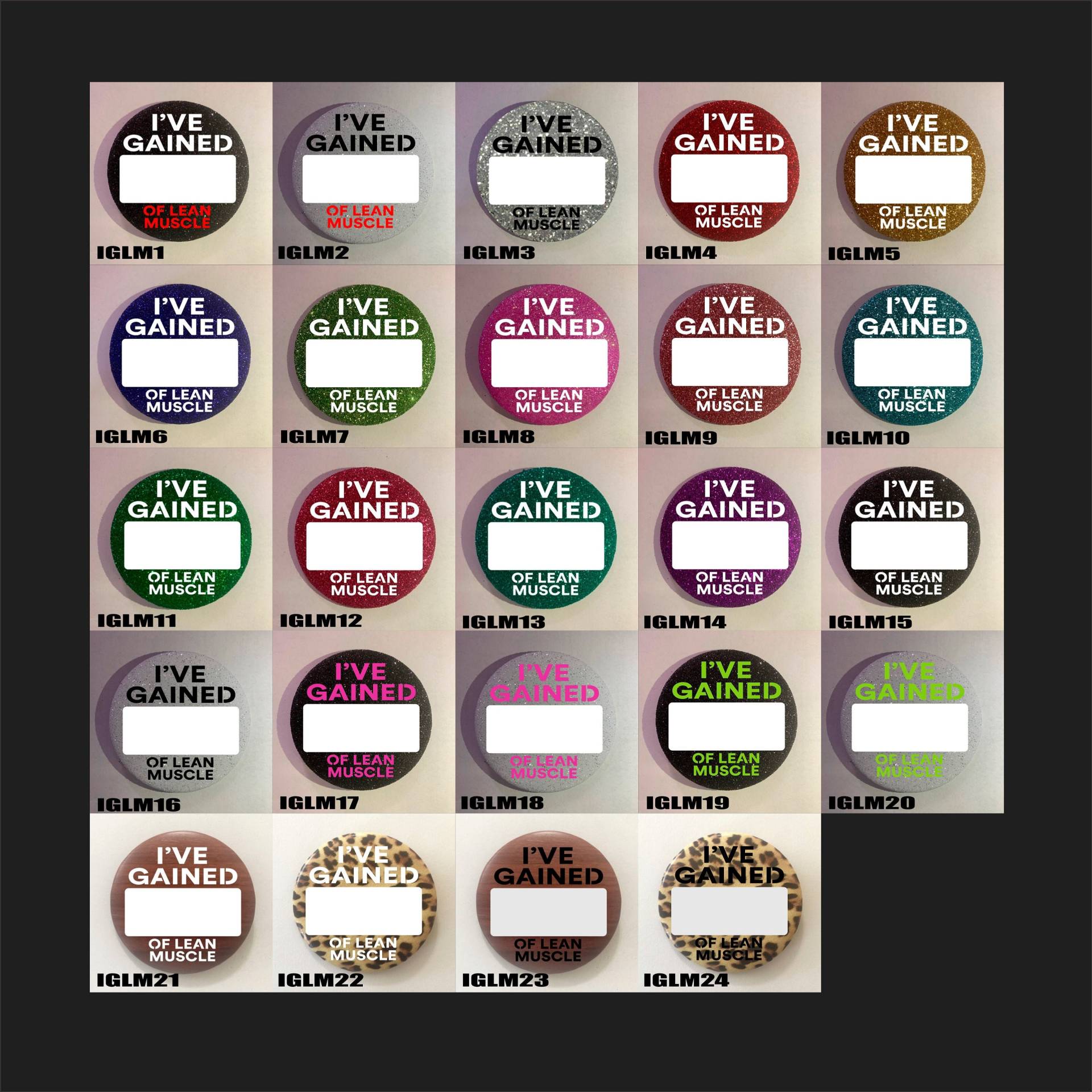 Ich Habe Kilo Zugenommen. Von Schlanken Muskeln ... Strukturierte Glitzer Buttons von WRAPSIGNS