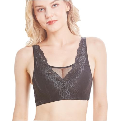 WRATX Spezieller Prothesen-BH Mastektomie BH In Übergröße Vollständig Bedeckend Spitze Verbreiterte Schulterträger Vollständige Unterwäsche Herzustellen black-90D von WRatx