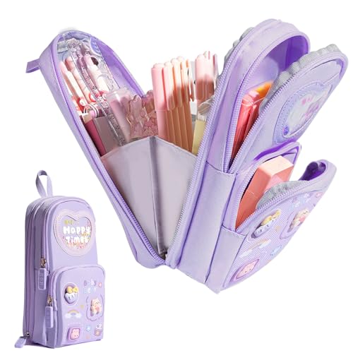 WREWING Ästhetisches Federmäppchen mit Fächern, stilvolles und funktionales Federmäppchen für Damen, Herren, Kinder, Schule, Büro und Reisen, violett, SIMPLE WREWING Ästhetisches Federmäppchen mit Fächern, stilvolles und funktionales Federmäppchen für Damen, Herren, Kinder, Schule, Büro und Reisen, violett, SIMPLE von WREWING