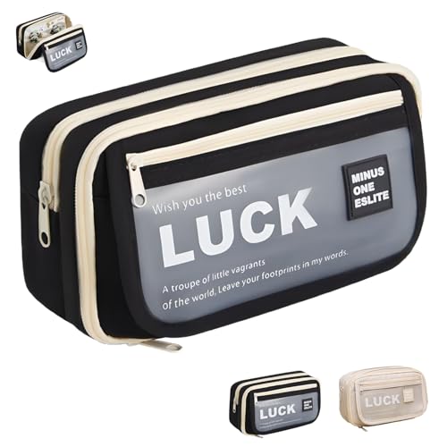 WREWING Stilvolles Federmäppchen für Mädchen und Jungen – niedlicher Organizer mit großem Fassungsvermögen und Fächern, perfekt für Schule, Arbeit und Reisen, Schwarz , SIMPLE von WREWING