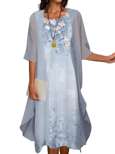 Bolero Damen,Lange Chiffon Sarongs Für Damen Strandmode Leichte Maxi Tops mit Transparentem Schalkragen Lässig Elegant Boleros Strandüberzüge Kleid Überzug Abendkleid Hochzeit Himmelblau 4XL von WRFUU