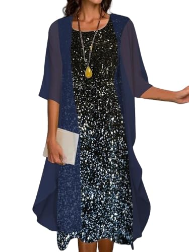 Bolero Damen Festlich,Langer Chiffon Cardigan Sarong Für Damen Strandmode Leichtes Maxi Oberteil mit Transparentem Schal Lässig Elegant Boleros Strandüberzüge Kleid Überzug Abend Hochzeit Marin von WRFUU