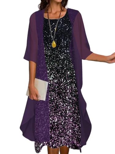 Cardigan Damen,Lange Chiffon Sarongs Für Damen Strandmode Leichte Maxi Tops mit Transparentem Schal Lässig Elegant Boleros Strandüberzüge Kleid Überzug Abendkleid Hochzeit Dunkelviolett 3XL von WRFUU