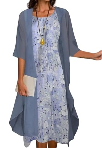 Damen Strickjacke,Lange Chiffon Sarongs Für Damen Strandmode Leichte Maxi Tops mit Transparentem Schal Lässig Elegant Boleros Strandüberzüge Kleid Überzug Abend Hochzeit Blau XL von WRFUU