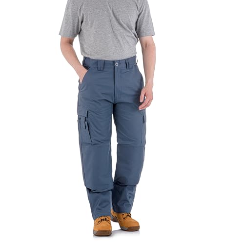WrightFits Falcon Herren-Arbeitshose – Schwarz & Marineblau – strapazierfähige Sicherheits-Cargohose – Cargo- und Kniepolstertaschen, dreifach genäht – strapazierfähige Arbeitskleidung, grau, 38W x von WRIGHT FITS