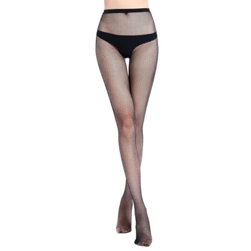 WRIRKN Netzstrumpfhose Schwarz Fishnet Stockings Strümpfe Strumpfhosen Netzstrümpfe Hohe Taille Fischernetz Strumpfhosen Netzstrumpfhose für Damen - Kleines Netz von WRIRKN