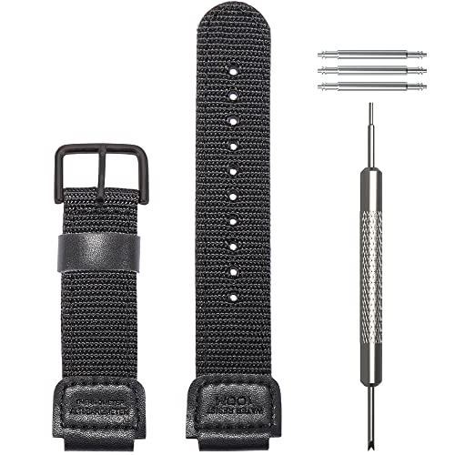 18 mm Nylon-Armband kompatibel mit Casio AE-1200WH AQ-S810W SGW-300H 400 Lederarmband – schwarze Schnalle von WRISTARMOR