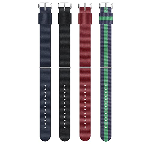 Uhrenarmband aus Nylon, 22 mm, mehrere Farben, leichtes und weiches Leinen-Uhrenarmband mit Dornschnalle, 4 Stück Uhrenarmband aus Nylon, 22 mm, mehrere Farben, leichtes und weiches Leinen-Uhrenarmband mit Dornschnalle, 4 Stück von WRISTARMOR