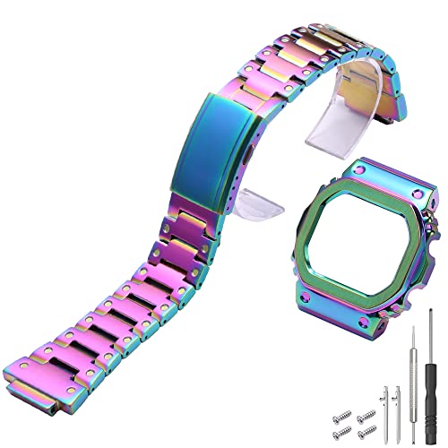 WRISTARMOR Edelstahl-Uhrenarmband-Gehäuse kompatibel mit Casio G-Shock DW5600 5025 5000 5030 Herren-Armband-Zubehör von WRISTARMOR