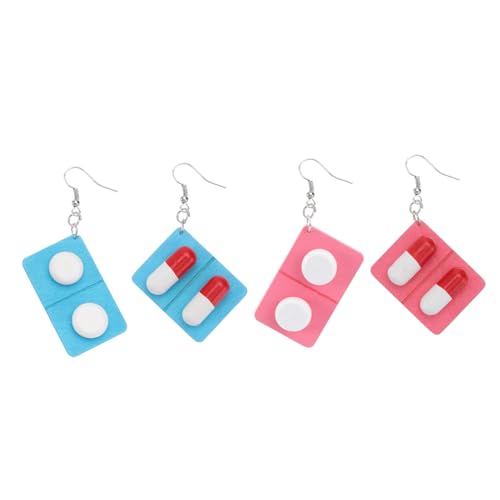 WRITWAA 2paare Holz Ohrhänger in Form Eines Medizinbretts Kreative Ohrschmuck Grün Rosa Für Cosplay-partys Und Tägliche Dekoration von WRITWAA