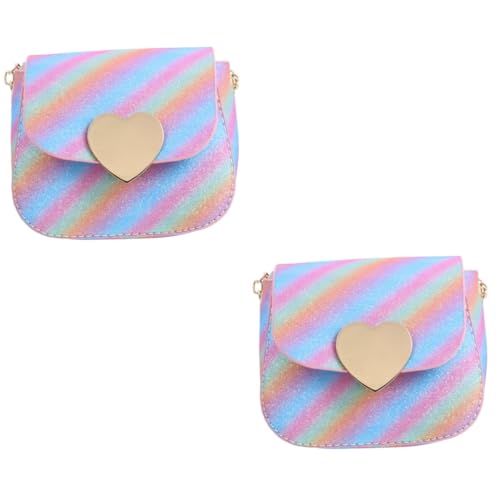 2 STK Umhängetasche Makeup Tasche Kosmetiktasche shoppingbag Kette Geldbörse Geldbörsen für Mädchen Schultertasche Kinder Geldbörse All-Match-Beutel Satteltasche PU-Leder Colorful WRITWAA von WRITWAA