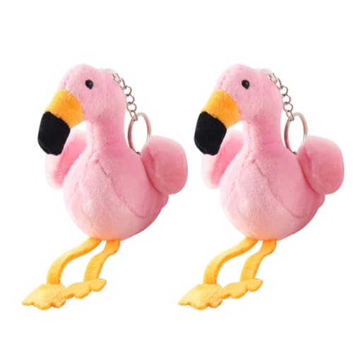 WRITWAA 2 StüCk PlüSch Flamingo SchlüSselanhäNger - Kreativer Und Modischer TaschenanhäNger FüR Auto, Handtasche, GeldböRse, Dekoration von WRITWAA