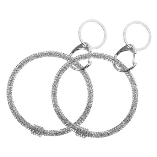 WRITWAA 2stücke Schlüsselanhänger Armband Schlüsselband Schlüsselanhänger Glitzer Kreis Armreif Rundgurt Für Geldbörse Damen Geldbörse Autoschlüssel Dekorativer Schmuck von WRITWAA