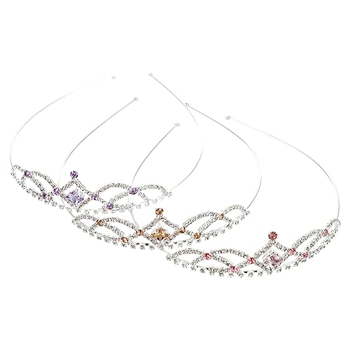 WRITWAA 3stücke Geburtstags-haarband Mit Strass-dekor Tiara Für Mädchen Party-kopfbedeckung Shiny Tiara Stirnband Für Feiern Fotografie Und Besondere Anlässe von WRITWAA