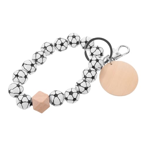 Fußball-holzperlen-schlüsselanhänger Perlenbesetztes Schlüsselanhänger-Armband Sportler-schlüsselanhänger Schlüsselanhänger Aus Holz Armband Aus Holzperlen Perlen Schlüsselanhänger WRITWAA von WRITWAA