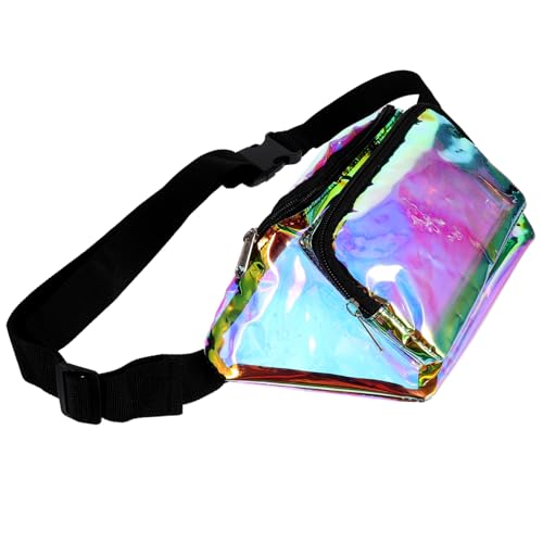 WRITWAA Pu Leder Holographischer Brustbeutel Mit Doppelreißverschluss Stylischer Transparenter Habersack Für Damen Für Outdoor-aktivitäten Praktischer Münzbeutel von WRITWAA