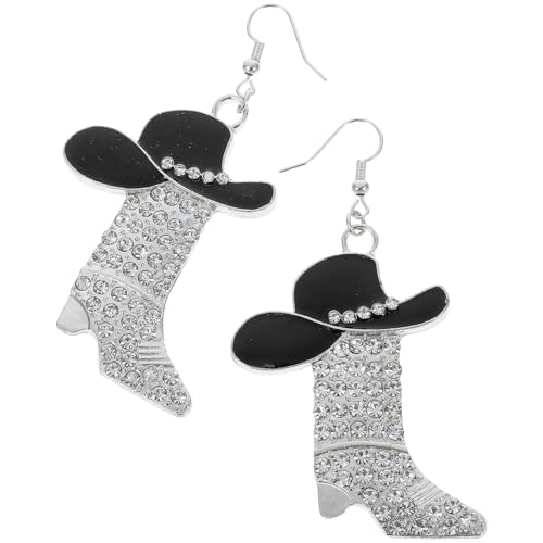WRITWAA 1 Paar Cowboy-Ohrringe: Partyschmuck aus Legierung – Western-Cowboyhut und Stiefel-Ohrringe, Kleidungszubehör für Festivals und Versammlungen von WRITWAA