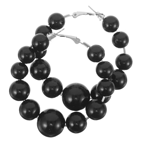 WRITWAA 1 Paar Creolen mit Kunstperlen: Große runde Ohrhänger – Übertrieben großer runder Creolen-Ohrschmuck – Statement-Schmuck mit Kunstperlen von WRITWAA