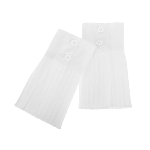 WRITWAA 1 Paar Fake-ärmel Aus Spitze Plissierte Ziermanschetten Handgelenkmanschette Süß Künstliche Bündchen An Den Ärmeln Geripptes Bündchen Elastische Bündchen Chiffon Weiß von WRITWAA
