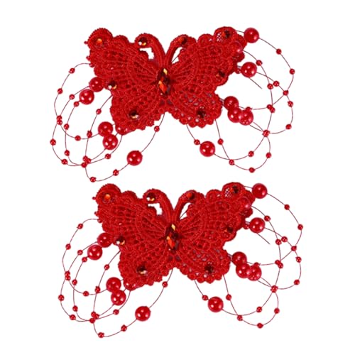 WRITWAA 1 Paar Haarschmuck Hochzeitskopfschmuck Kostümzubehör Haarverzierung rot von WRITWAA