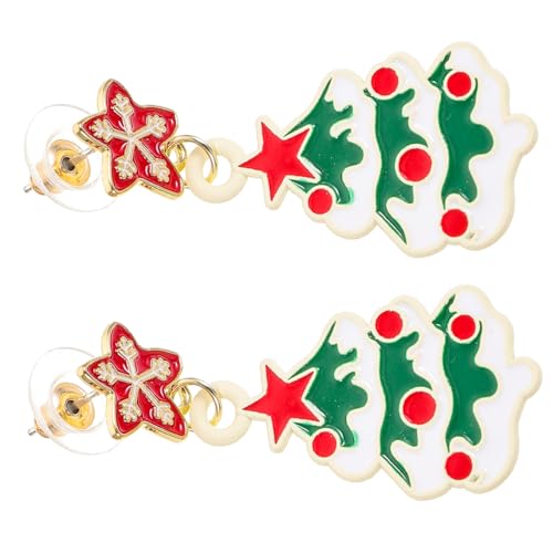 WRITWAA 1 Paar Weihnachtsohrringe Damen Kreative Ohrringe im Weihnachtsbaum Design Festliche Schmuckstücke für Weihnachtsfeiern und Tägliche Outfits von WRITWAA