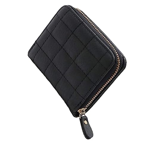 WRITWAA Kleiner Geldbörse Aus Pu Mit Reißverschluss Bestickte Münztasche Für Damen Und Studenten Quadratische Clutch Für Karten Und Münzen Schlankes Design Schwarz von WRITWAA